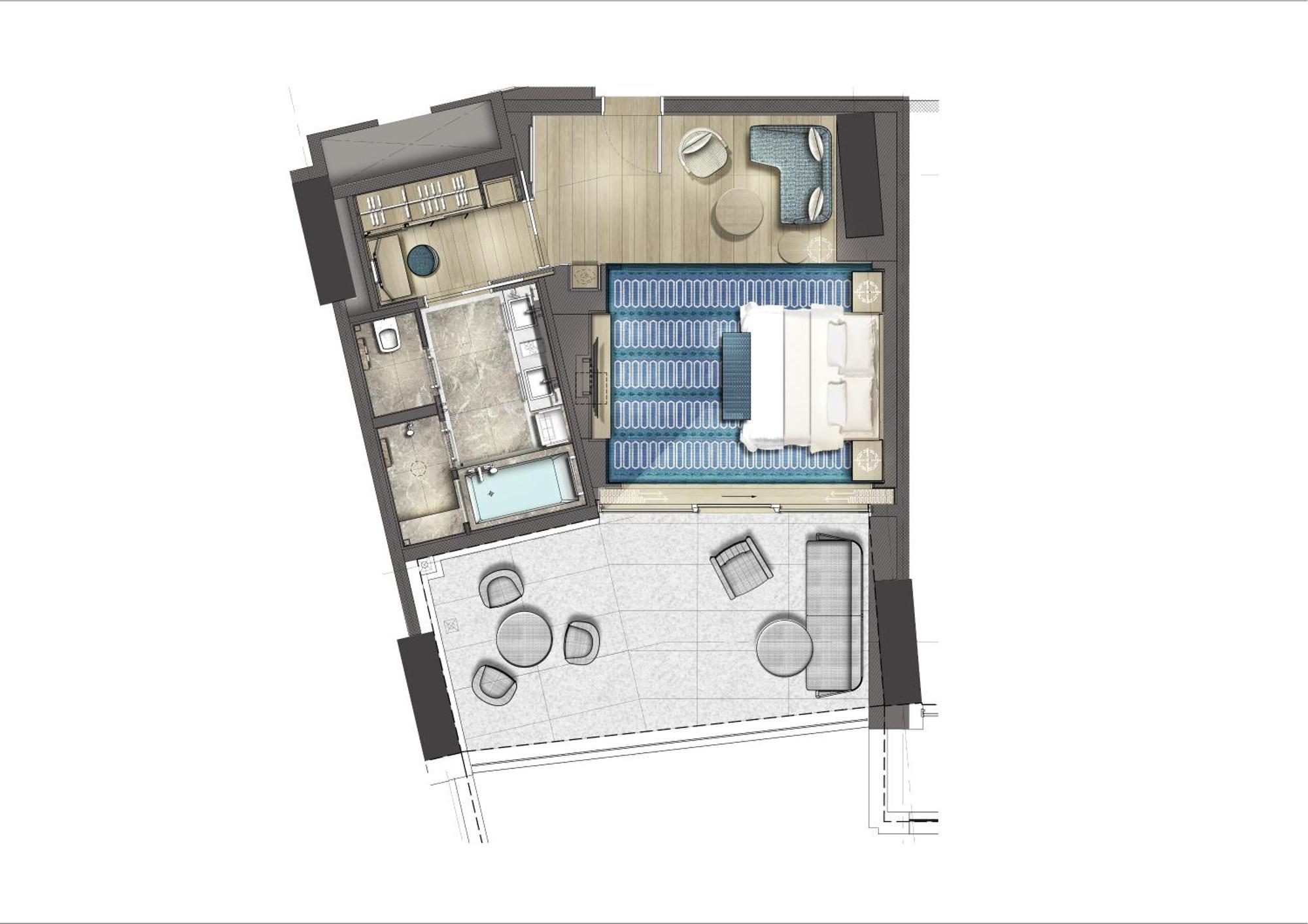 City Of Dreams Mediterranean - Integrated Resort, Casino & Entertainment Limassol Cameră foto Floorplan of a typical apartment